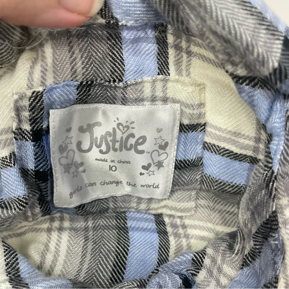 Justice Girls Size 10 Bundle Lot 3pc Army Green Jacket Plaid‎ Button Down Shirts